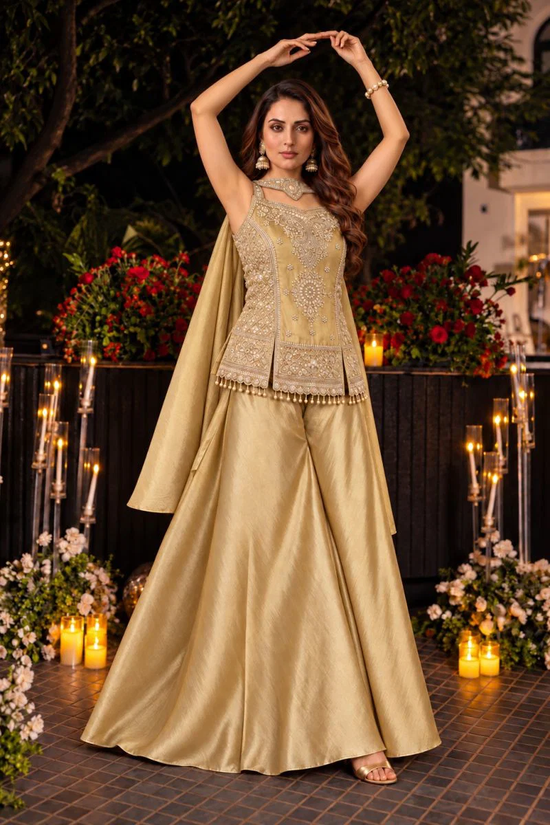 Kanjivaram By Aurraa Premium Silk Beads Work Indo Western 